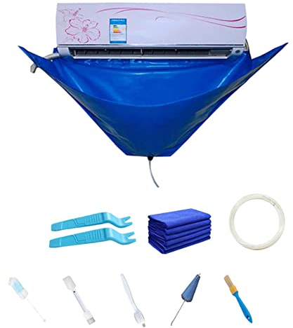 Kit di pulizia condizionatore d'aria - Copertura di lavaggio per condizionatore d'aria - Kit di pulizia della polvere per aria condizionata a parete con tubo dell'acqua