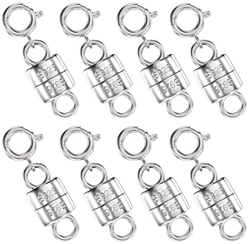 OHINGLT 925 Sterling Silver Magnetic Necklace Clasps and Closures Strong | Gold & Sliver Plated Magnetic Clasps for Necklaces, Mini Magnet Necklace Clasp, Necklace Extender Connector for Women Seniors