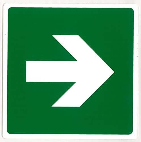 TIESSE - Señal de flecha de salida de emergencia - Cartel de Forex (PVC expandido) no adhesivo - Tamaño: 15 x 15 cm - Fabricado en Italia