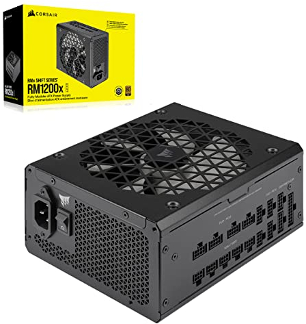 Corsair RM1200x SHIFT Vollmodulares ATX-Netzteil - Modulare Seitenschnittstelle - ATX 3.1- & PCIe 5.1-kompatibel - Null-Drehzahl-Lüftermodus - 105°C-Kondensatoren - 80 PLUS Gold-Effizienz - Schwarz