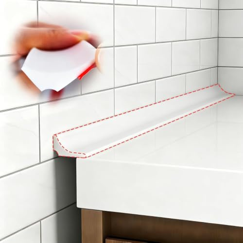 Duschschwellen-Dämme, Wasserabdichtungsstreifen, selbstklebende Dichtungsstreifen aus Silikon für Arbeitsplatten, Waschbecken, Bäder, Fußböden in Nassräumen (weiß 2 m)