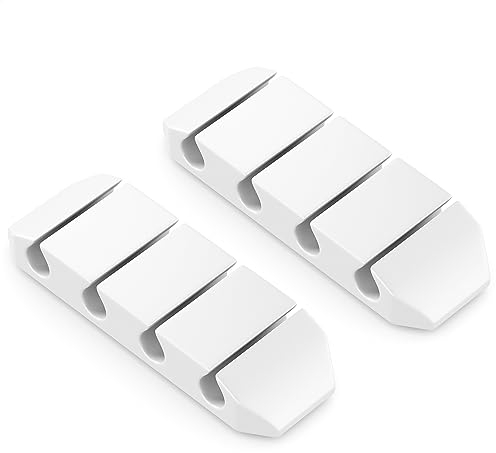 deleyCON Confezione da 2 Fermacavi Guidacavi Autoadesiva Organizer per Fissaggio Cavi Fermacavi Fissaggio Cavi Gestione Cavi Fermacavi - per 4 Cavi - Ufficio Scrivania Auto Sala Hobby Bianco