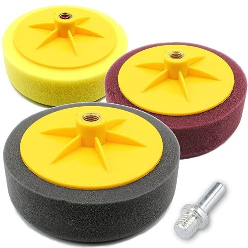 4 Tlg Polierschwamm Polierpads Set 150mm Polierscheibe Auto Polierpad Polierset Schaumstoff für Poliermaschine Winkelschleifer oder Akkuschrauber