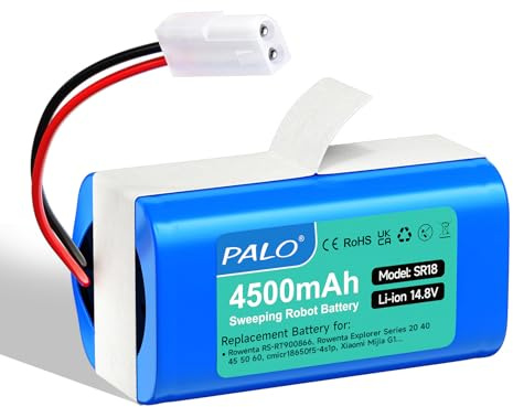Palogreen 4500mAh Batería para Rowenta RS-RT900866, Rowenta Tefal Explorer Serie 20 40 45 50 60, cmicr18650f5-4s1p, Rowenta Explorer 20 RR682, RR687, 40 R727, RR724, Robot Vacuum E12