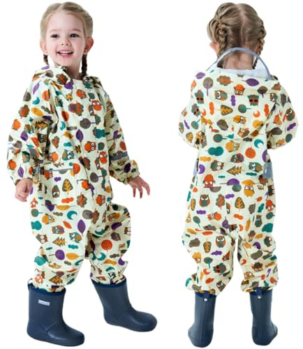 Hovkib Enfants Imperméable Filles Garçons Combinaison de Pluie Pantalon Poncho bébé Vetement de Pluie à Capuche Manteau de Pluie 1-10 ans
