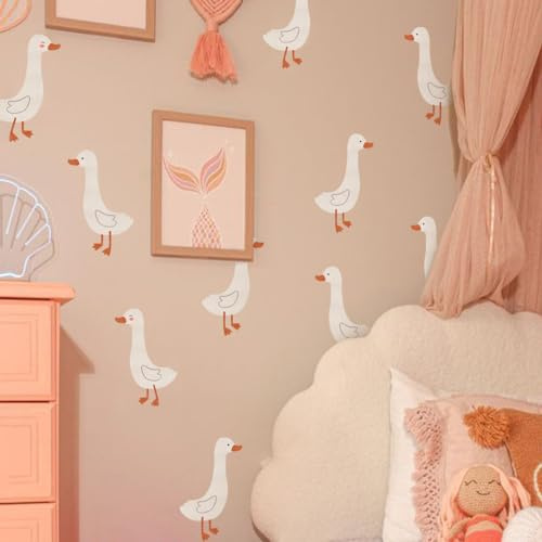 Runtoo Wandtattoo Gänse Wandsticker Boho Tiere Weiß Wandaufkleber Badezimmer Schlafzimmer Wohnzimmer Kinderzimmer Babyzimmer Wanddeko