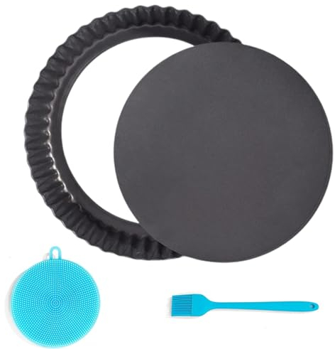 3 Pieza Tarta con Base Extraíble Desmontable, Molde Quiche, Molde para Quiche, Molde Horno Quiche, Antiadherentes Molde Quiche, Redondo Molde para Quiche Tarta, Aumento, Adecuado para Hacer Pizzas
