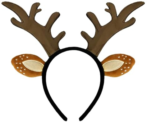 1 x Haarreif mit weichen Hörnern aus brauner Anstecknadel, Weihnachtsrentier Stirnband, geeignet für Karneval und maskierte Weihnachten