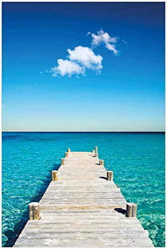 Wallario Poster - Steg am tropischen Meer in Premiumqualität, Größe: 100 x 150 cm XXL-Poster