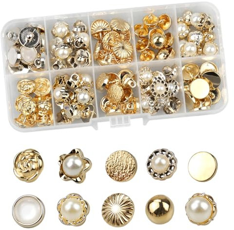 Zfseyuh 100 Stück Knstperlenknöpfe,Knöpfe für Frauen Mädchen 10 Stile Kleine Knöpfe für Kleidung Mütze Jean Mantel Hemd DIY Dekoration Kleid Kleidung Pullover(10-12 mm)