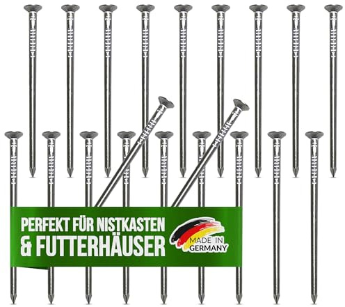 AMZoutdoor® 20 x äkta aluminiumspikar för nestlådor och foderhus | trädvänliga naglar | aluminiumspikar | fäste för fågelbad och nestlådor (20, mix: 5 x 80 mm, 5 x 65 mm, 10 x 45 mm)