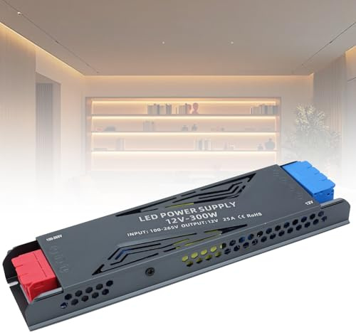 SUCIKORIO Trasformatore LED 12V 300W 25A Ultra Sottile Alimentatore LED Driver AC 220V a DC 12 Volt 300W Trasformatori Adattatore LEDs a Tensione Costante Senza Sfarfallio per LEDs Striscia