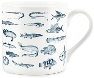 Purely Home Vintage Fish Mug - Fishing & Angling Gift - Bone China Mug Tea/Coffee Present