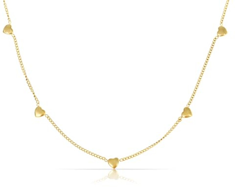 Made by Nami Herzkette Gold Damen Verstellbar Geschenke für Frauen 40 + 5 cm Wasserfester Schmuck