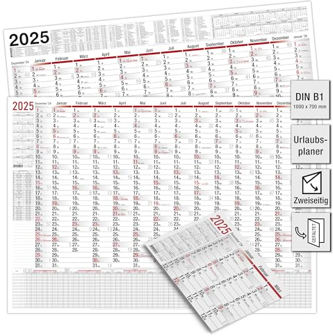TOBJA XXL Wandkalender 2026 mit Rückseitendruck | Jahresplaner 2026 100x70 cm mit Feiertagen und Ferien DE, AT | Urlaubsplaner/Projektplaner für bis 23 Personen | Kalender 2026 Wandkalender gefalzt
