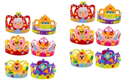 VICASKY 12 Sätze Kronenhut Geburtstagskronen Selber Machen Kinderkrone Tiara Zum Kindergeburtstag Geburtstagskrone Stirnband Materialien Zur Herstellung Von Geburtstagshüten Diy Vlies