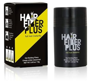 HairFiberPlus Fibre per Capelli - Per Uomo e Donna - a Base di Cotone 100% Naturale - Polvere Volumizzante Copri Calvizie - Pronto in Pochi Secondi - 1 Confezione (Nero, 12g)