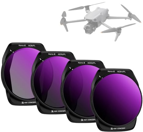 K&F CONCEPT ND8/PL+ND16/PL+ND32/PL+ND64/PL Filter Kit für DJI Air 3S | Hybrid-Neutraldichtfilter Multi-Beschichtung, HD-Optikglas, Aluminium, FD061