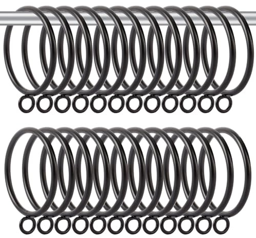 GBACHOOSE 50 Pack Metal Curtain Rings, 45mm Internal Diameter Curtain Pole Ring, Black Hanging Ring for Curtains Poles, Rods and Drapery