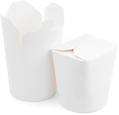 Générique 500 Pots à Pâtes en Carton Blanc 960 ml – Contenants Alimentaires Pratiques et Étanches pour Plats à Emporter, Nouilles, Salades et Repas à emporter