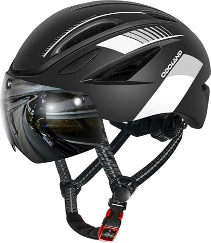 Odoland Fahrradhelm mit Magnetvisier für Erwachsene, Leichter Radhelm mit abnehmbarem Sonnenvisier Atmungsaktiv MTB Helm für Damen und Herren