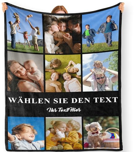 Bemaystar Personalisierte Decke mit Foto & Text - 7 Festliche Themen zur Auswahl Personalisierte Geschenke für Valentinstag Geburtstag Jahrestag(9 Fotos)