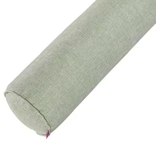 Odaima Round Cylinder Bolster Pillow Cotton Linen Cylindrical Pillow for Bed Couch Home Decor Sofa Lumbar Support Long Pillow Neck Bolster Roll Headrest(Grass green,15x60cm)