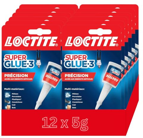 Manovella Super Glue 3 Précision 5g – Colle instantanée transparente pour tous les matériaux – Colle forte pour des réparations précises – 12 x 5g
