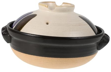 ABOOFAN Marmite en Poterie Vintage avec Double Poignée et Couvercle, Résistance Haute Température, Polyvalente pour Cuisson Riz et Plats Variés Style Japonerie Unique