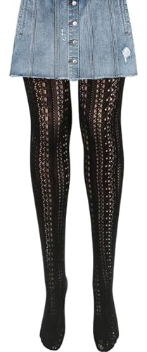 Lolita Strumpfhos, Damen Vintage Spitze Blumen Strumpfhose mit Aushöhlen, Reizvoller Mode für Oktoberfest, Fasching und Mottoparty