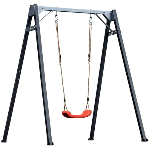 Potenza Kinderschaukel mit Schaukel-Sitz Verzinktes Schaukelgestell bis 200kg belastbar Schaukel für Kinder Gartenschaukel Schaukelgerüst Schaukelset Metallgestell 206x159cm I Rot