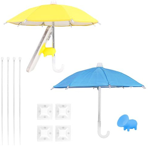 Tinoaly 2pcs Cell Phone Umbrella for Sun Shade, Cute Anti-Glare Phone Shade Umbrella Cover with Suction Cup Piggy Stand Holder Accessories for Blocking Harsh Sunlight & Light Rain