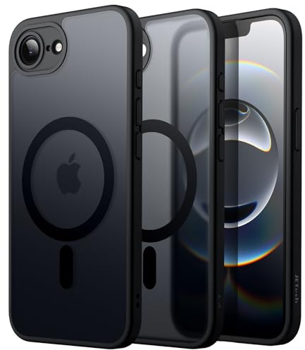 JETech Matte Magnetische Hülle für iPhone 17e/16e, Schwarz | Kompatibel mit MagSafe, Transluzent Rückseite, Schlankes Minimalistisches Design, Präzise Ausschnitte, Stoßschutz