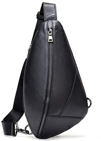 BHBYAFASH Crossbody Brusttasche, Männer Klassische Sling-Tasche, Weiche Echtes Leder Anti Diebstahl Brustpackung, Männer Frauen Reise Crossbody Umhängetasche Freizeittagsack