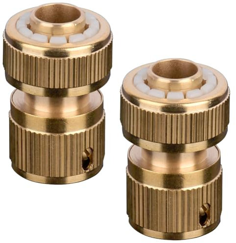 2Pcs Brass Hose Connector 1/2 Hose Pipe Quick Connector Hose End Quick Connect Fitting, Tap Adaptors Connectors Brass Connectors for Gardening, Home Watering, Car Washing