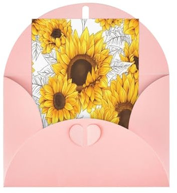 Hochwertige Perlglanz-Grußkarten mit Sonnenblumen-Druck, mit rosa Umschlägen, schimmernde Geburtstags-, Weihnachts- und Hochzeitskarten, innen blanko.