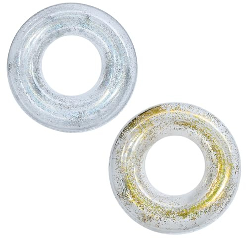 Schwimmring mit Glitzer für Kinder Erwachsene Teenagern,70/90cm Schwimmreifen Aufblasbar Ring,Pool Ring Aufblasbar Schwimmen Rings für Mädchen Jungen Schwimmbad Wasser Outdoor Spielzeug Party Zubehör