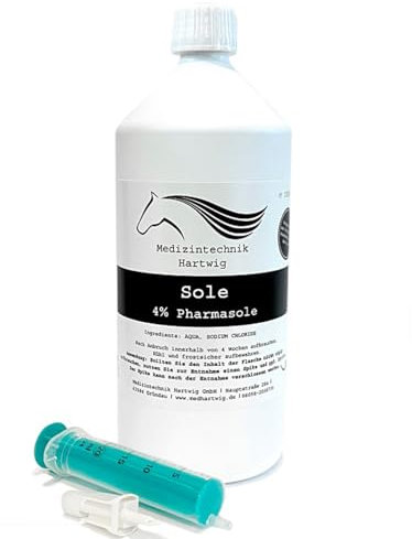 Medizintechnik Hartwig Sole 4%, 1L Inhalation Solution for Animals, Pharmasole for Respiratory Diseases