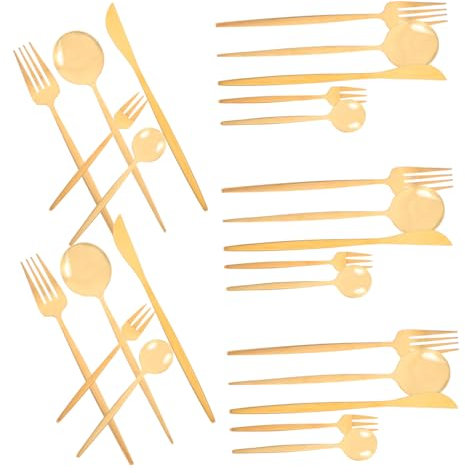 COLLBATH Couverts Acier Inoxydable Cuillère à Dessert Fourchette Pour Maison Et Restaurant Kit Fourchette Et Cuillère à Steak Vaisselle Réutilisable