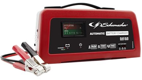 Schumacher Electric Watt150 - Chargeur de Batterie Voiture 12V/24V Electromécanique 2A/6A/12A — Ampéremétre, Câbles et Pinces — Protection Surcharge, Court-Circuit, Polarité Inversée