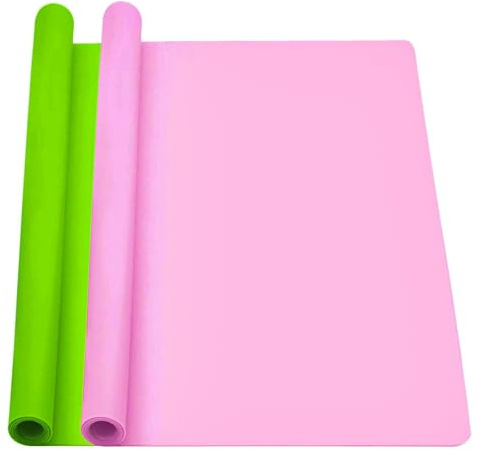 2pcs Large Silicone Mats - 40x30 cm Silicone Sheet for Crafts Resin Mat Clear Countertop Protector Pad Placemats for Heat Insulation Tabletop Protection, Easy Clear & Dishwasher Safe