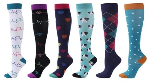 YXADGML Kompressionsstrümpfe Kompressionsstrümpfe for Leggings, Laufsport, Fußball, Unisex, Erwachsene, Socken, Edition Network, Rot, Druck, Krankenschwester, Herrensocken(ANS006-10,S-M)