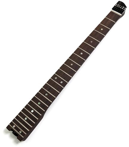 24 Bünde, Wengeholz, kopfloser Gitarrenhals, Wenge-Griffbrett, schwarze Sicherungsmutter, 56 mm Absatz, für Ibanez, Strandberg, Kiesel, Steinberger Gitarre