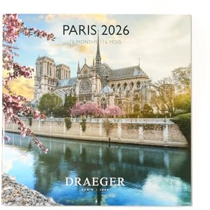 DRAEGER PARIS 1886 - Stor väggkalender 28 x 29 cm 2026 - Paris-tema - 12 månader - FSC-papper - avtagbara illustrationer