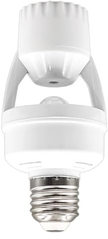 Générique Douille E27 avec Détecteur de Mouvement - Adaptateur pour Ampoule | Lot de 2 Pièces | Économie d'Énergie, Supporte jusqu'à 100W, Perception sur 120 Degrés, Installation Facile par Vissage