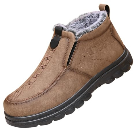 Generisch - Scarpe invernali da uomo senza lacci, scarponi da neve da uomo imbottiti, stivali invernali slip-on, scarponi da neve antiscivolo, scarponi da escursionismo high-top, scarpe da trekking