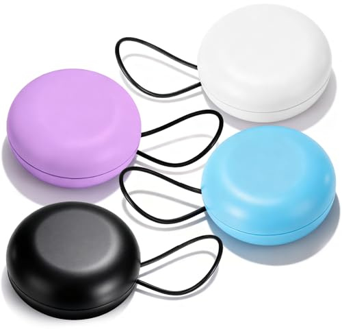 Ymapinc Mini Loop Earplugs Case, 4pcs Ear Plug Cases, Portable Ear Plug Carrying Case with Keychain, Small Earplug Storage Organizer for Travel (Black, White, Blue, Purple)