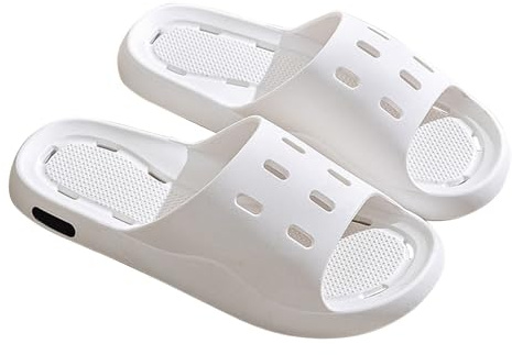 Badtofflor dam, snabbtorkande, dam, herr, badtofflor med hål, badskor, halkfria molnskor, dräneringshål, badskor, lätta strandskor, inomhus, utomhus, sandaletter, Vit, 40 EU