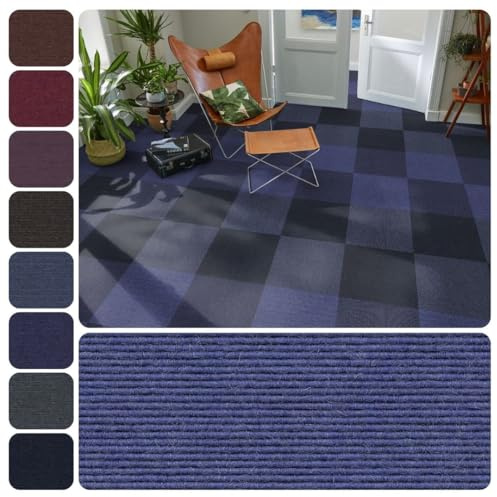 Tretford Interland Teppich Teppichfliesen 50x50 cm selbstliegend | Farbwelt lila, 592 Lila, 1 Fliese