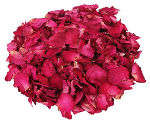 Petali di Rosa Essiccati 100g per Bagno e Spa, Fiore Naturale | Confezione Sigillata e Bicchiere in Plastica, per Bagni Floreali, Uso come Fertilizzante
